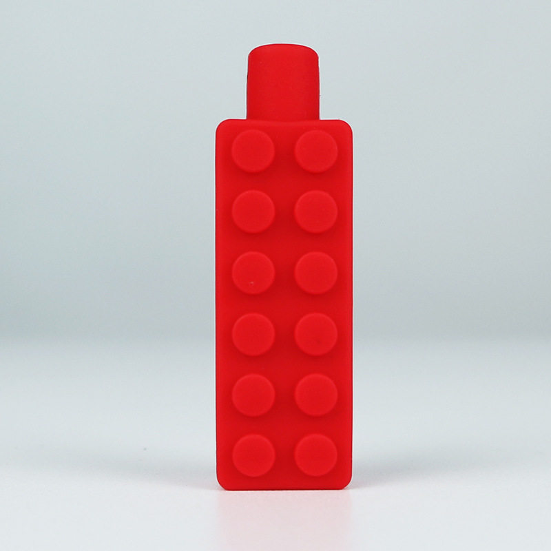 Leafree Natural Silicone Rainbow Building Block Teether Baby Teething Play Toy Infant Teether Silicone Chew Pencil Topper